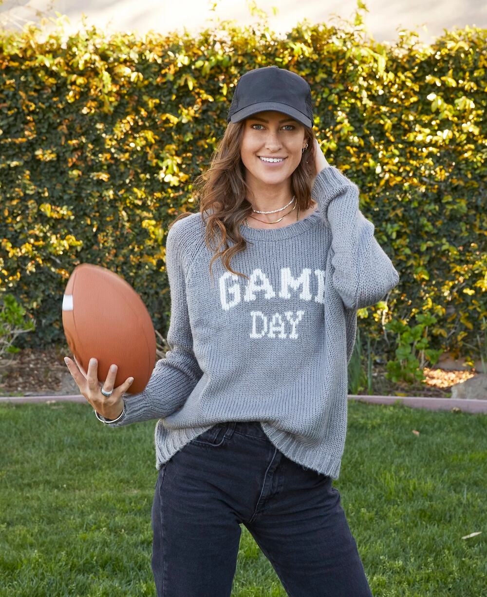 Wooden Ships Game Day Knit Sporty Gray Raglan Crewneck Wool Sweater S